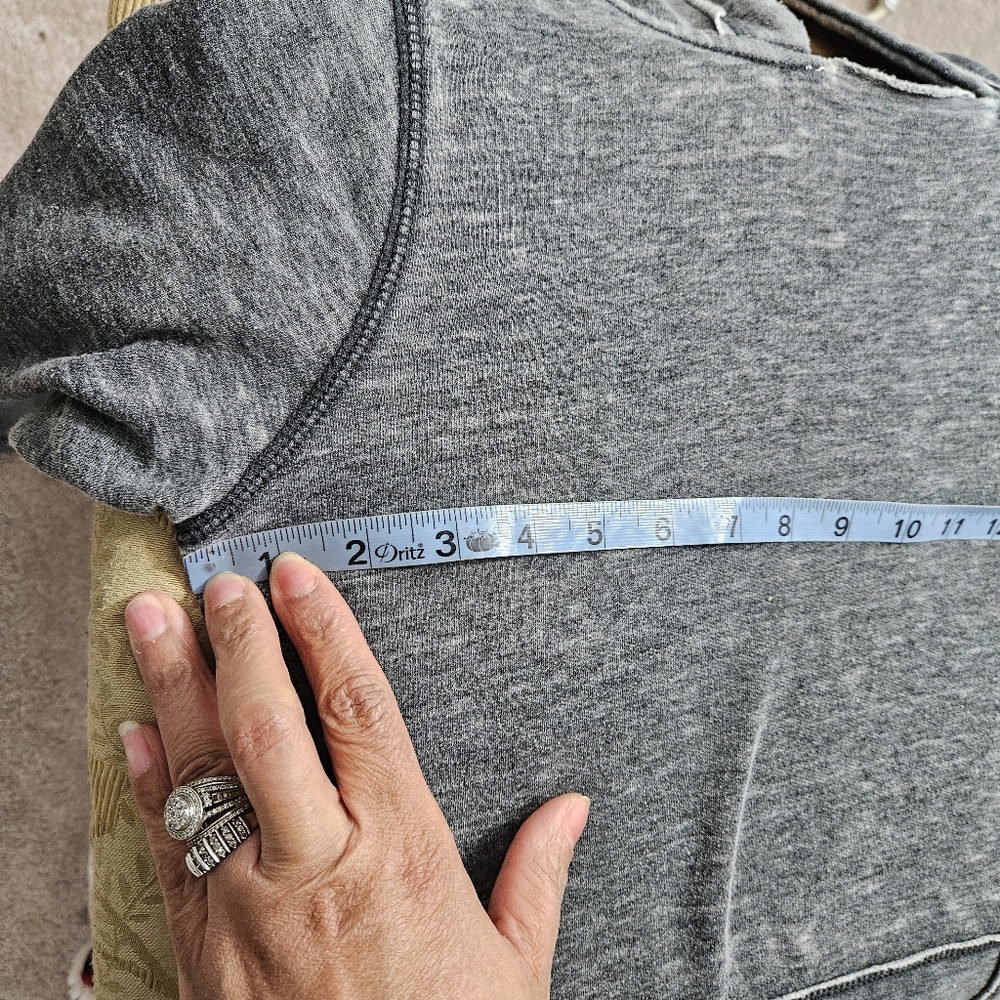 Zen By J. America Burn't Out Gray Hooded Sweatshirt - Picture 8 of 13